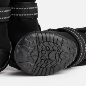 Easy Fit & Anti-Slip Dog Boots Black Neoprene Paw Protection for All Seasons
