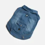 Dusten Denim Dog Jacket Stylish Distressed Jean Jacket with Poop Bag Pocket