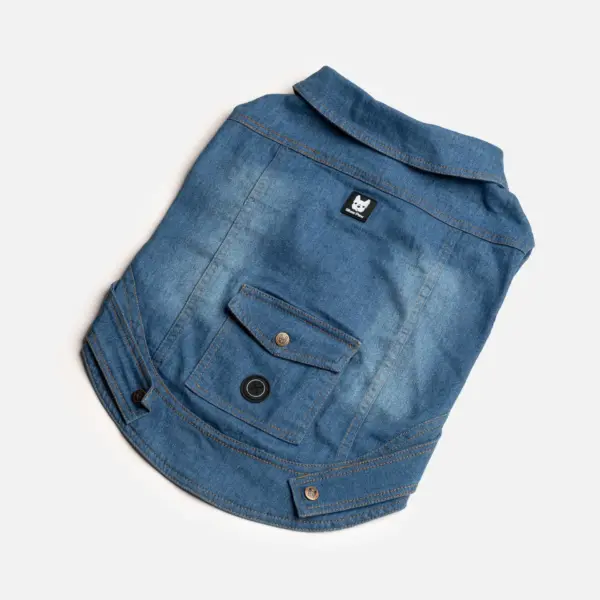 Dusten Denim Dog Jacket Stylish Distressed Jean Jacket with Poop Bag Pocket