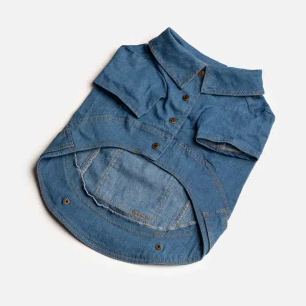 Dusten Denim Dog Jacket Stylish Distressed Jean Jacket with Poop Bag Pocket