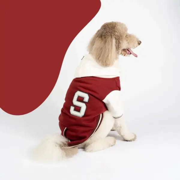 Otis Dog Letterman Jacket Varsity-Inspired Bomber with Hood & Leash Access