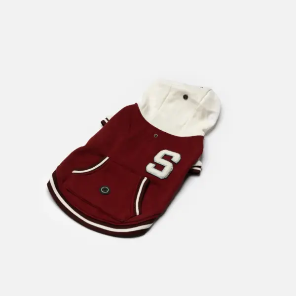 Otis Dog Letterman Jacket Varsity-Inspired Bomber with Hood & Leash Access