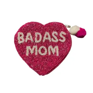 BAD ASS MOM Beaded Pouch Bag