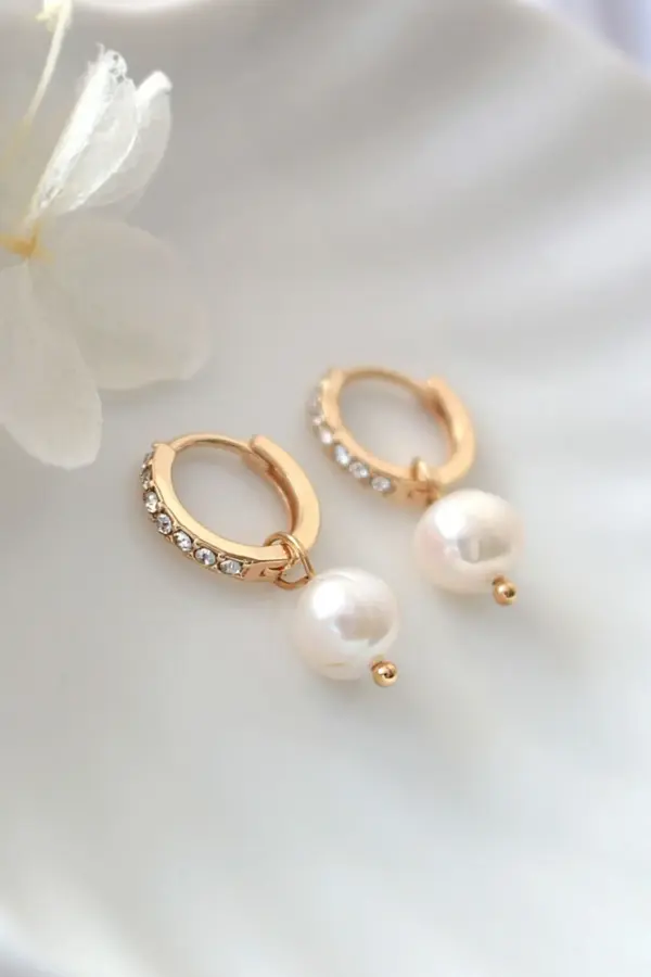 "Rosy" | 24K Baroque Freshwater Pearl Hoops