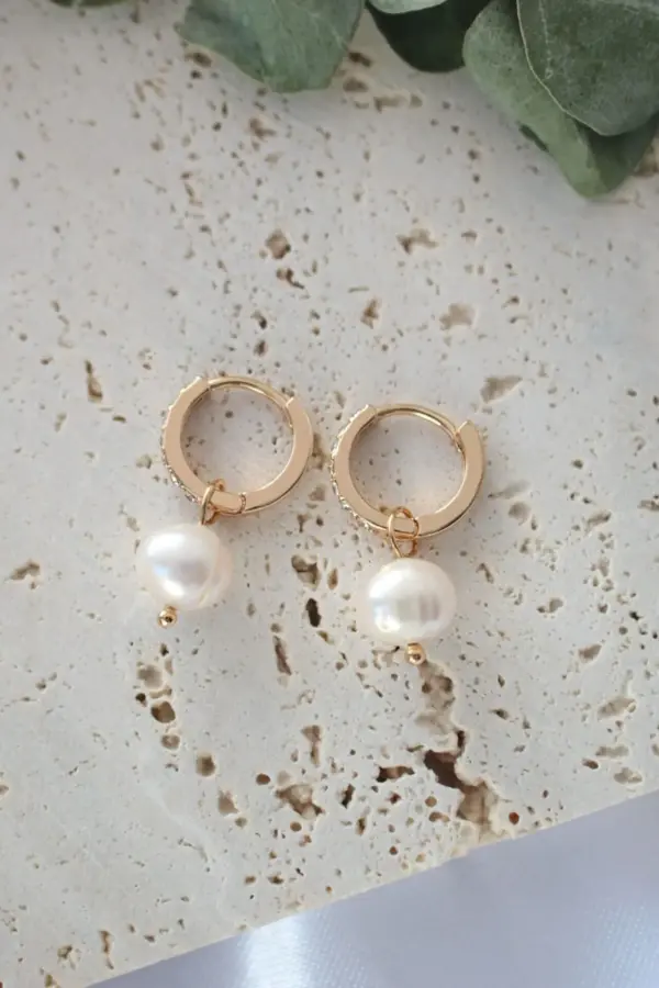 "Rosy" | 24K Baroque Freshwater Pearl Hoops