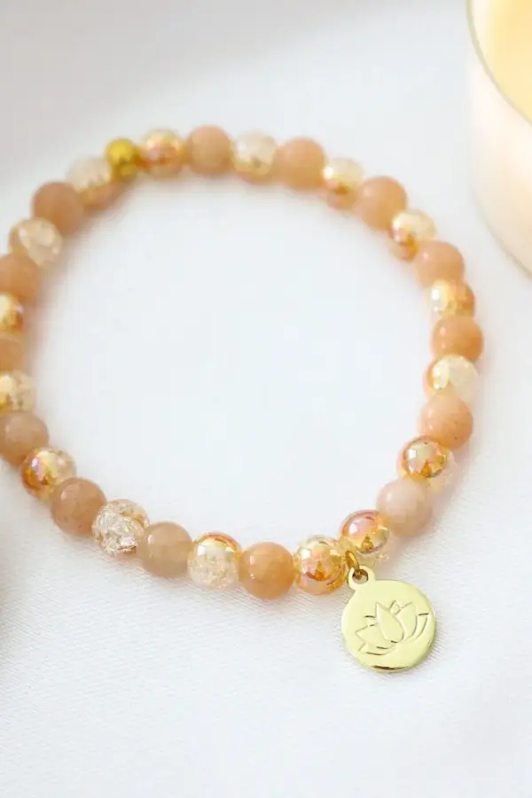 Sunstone Elastic Bracelet | 24K Lotus Flower
