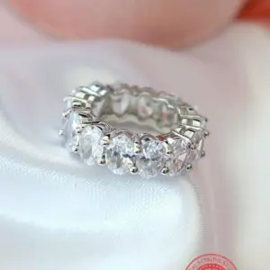 925 Silver Oval CZ Band Ring