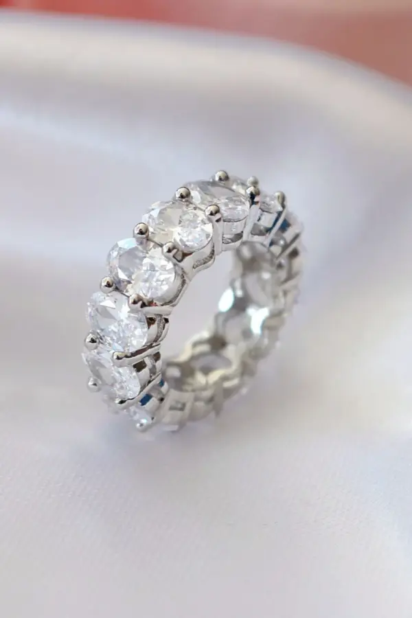 925 Silver Oval CZ Band Ring