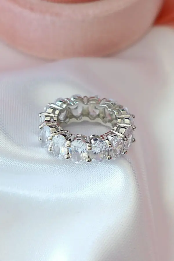 925 Silver Oval CZ Band Ring