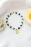 Hematite Elastic Bracelet | 24K Lotus Flower