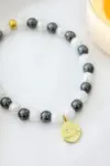 Hematite Elastic Bracelet | 24K Lotus Flower