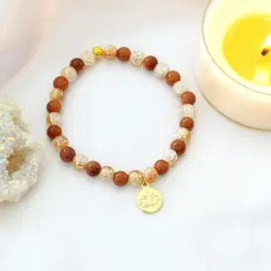 Goldstone Elastic Bracelet | 24K Lotus Flower