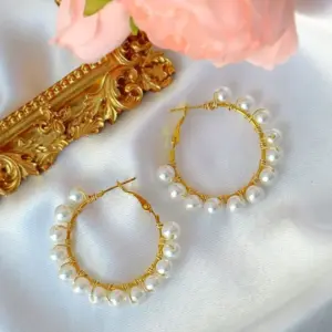 "Aurora" | 24K Pearl Hoops