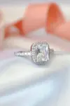 925 Silver Halo Emerald Ring