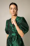 Glimmer Green Wrap Dress Womens Elegant Wrap Dress
