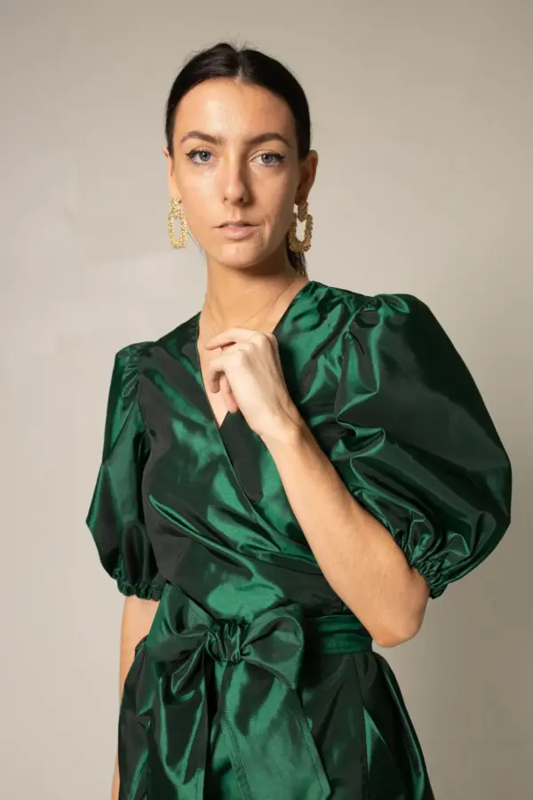 Glimmer Green Wrap Dress Womens Elegant Wrap Dress