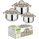 6-Piece Stainless Steel Casserole Set Pots and Lids