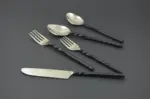 Stainless Steel Flatware set of 20 Pieces Black Swirl Handle