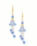 Bell Flower Earrings - Light Sapphire Powder Blue and Gold