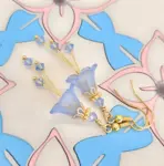 Bell Flower Earrings - Light Sapphire Powder Blue and Gold