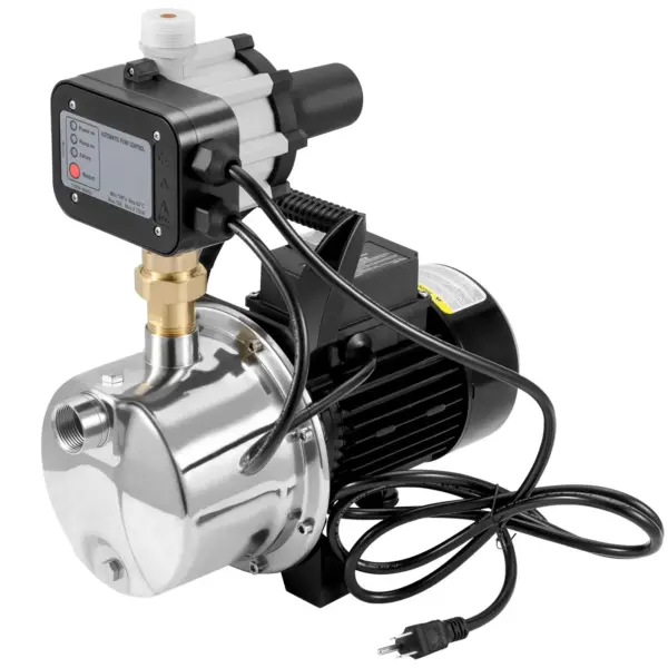 VEVOR Shallow Well Pump, 1HP 115V, 1200 GPH 145 ft Head, Portable Stainless Steel Sprinkler Booster Jet Pumps with Automatic Controller for Garden Lawn Irrigation system, Water Transfer