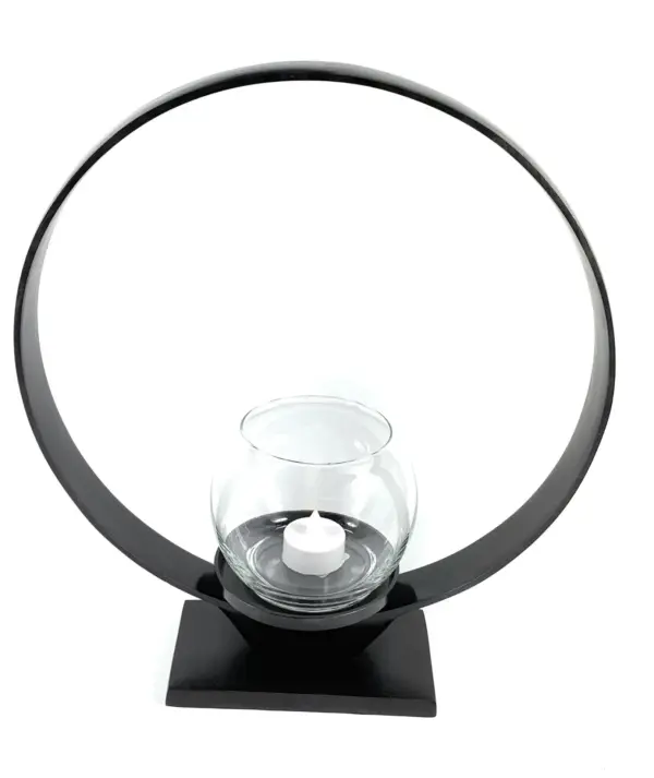 Ring Candle Holder Rustic Black