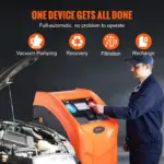VEVOR Fully Automatic Refrigerant Recovery Machine for R134A+R1234YF - AC Recovery Machine Kit Built in Electronic Scale/Compressor/Recovery Tank, Recovery Machine HVAC Dual Cylinder