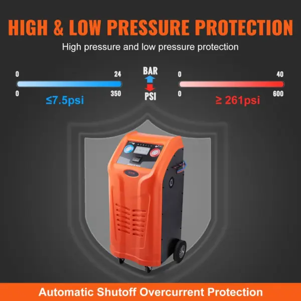 VEVOR Fully Automatic Refrigerant Recovery Machine for R134A+R1234YF - AC Recovery Machine Kit Built in Electronic Scale/Compressor/Recovery Tank, Recovery Machine HVAC Dual Cylinder