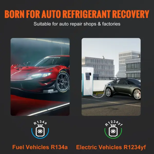 VEVOR Fully Automatic Refrigerant Recovery Machine for R134A+R1234YF - AC Recovery Machine Kit Built in Electronic Scale/Compressor/Recovery Tank, Recovery Machine HVAC Dual Cylinder