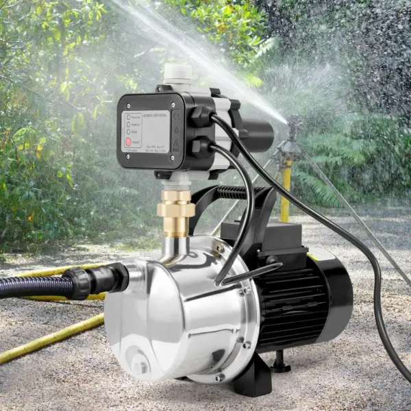 VEVOR Shallow Well Pump, 1HP 115V, 1200 GPH 145 ft Head, Portable Stainless Steel Sprinkler Booster Jet Pumps with Automatic Controller for Garden Lawn Irrigation system, Water Transfer