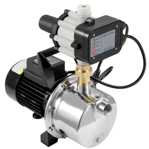 VEVOR Shallow Well Pump, 1HP 115V, 1200 GPH 145 ft Head, Portable Stainless Steel Sprinkler Booster Jet Pumps with Automatic Controller for Garden Lawn Irrigation system, Water Transfer