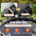 VEVOR Pond Liner, 30 x 35 ft 45 Mil Thickness, Pliable EPDM Material Pond Skins, Easy Cutting Underlayment for Fish or Koi Ponds, Water Features, Waterfall Base, Fountains, Water Gardens, Black