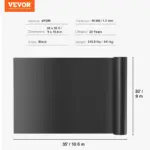 VEVOR Pond Liner, 30 x 35 ft 45 Mil Thickness, Pliable EPDM Material Pond Skins, Easy Cutting Underlayment for Fish or Koi Ponds, Water Features, Waterfall Base, Fountains, Water Gardens, Black