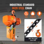 VEVOR 2 Ton Wireless Electric Chain Hoist, 4400 LBS Capacity with 20 FT Lifting Height, IP54 Protection, Three Phase Overhead Crane with G100 Chain