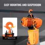VEVOR 2 Ton Wireless Electric Chain Hoist, 4400 LBS Capacity with 20 FT Lifting Height, IP54 Protection, Three Phase Overhead Crane with G100 Chain