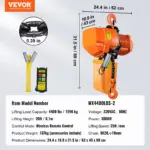 VEVOR 2 Ton Wireless Electric Chain Hoist, 4400 LBS Capacity with 20 FT Lifting Height, IP54 Protection, Three Phase Overhead Crane with G100 Chain