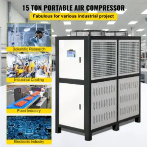 VEVOR Water Chiller 15Ton, Capacity Industrial Chiller 15Hp, Air-Cooled Water Chiller, Finned Condenser, with Micro-Computer Control, Stainless Steel Water Tank Chiller Machine for Cooling Water