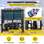 VEVOR Water Chiller 15Ton, Capacity Industrial Chiller 15Hp, Air-Cooled Water Chiller, Finned Condenser, with Micro-Computer Control, Stainless Steel Water Tank Chiller Machine for Cooling Water