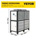 VEVOR Water Chiller 15Ton, Capacity Industrial Chiller 15Hp, Air-Cooled Water Chiller, Finned Condenser, with Micro-Computer Control, Stainless Steel Water Tank Chiller Machine for Cooling Water