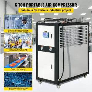 VEVOR Water Chiller 6Ton Capacity, Industrial Chiller 6Hp, Air-Cooled Water Chiller, Finned Condenser, with Micro-Computer Control, Stainless Steel Water Tank Chiller Machine for Cooling Water