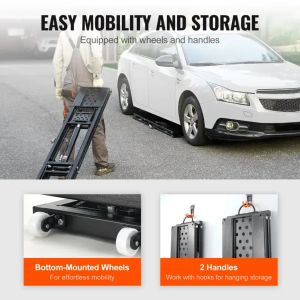 VEVOR Car Lift, 7,000 LBS Capacity Portable Car Lift, with Extended-Length Plates, 26.8" Max. Height, Heavy-duty Carbon Steel Truck Lift with 120V Power Unit, Auto Car Jack Lifts for Home Garage Shop