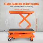 VEVOR Hydraulic Lift Table Cart, 1760lbs Capacity 59" Lifting Height, Manual Double Scissor Lift Table with 4 Wheels and Non-slip Pad, Hydraulic Scissor Cart for Material Handling and Transportation