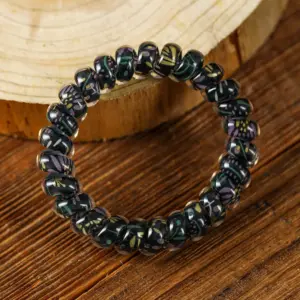 3 PCS Black Floral Phone Cord Hair Scrunchies