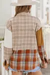 Sutton Plaid Color Block Patchwork Shirt Jacket with Pocket