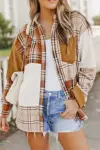 Sutton Plaid Color Block Patchwork Shirt Jacket with Pocket