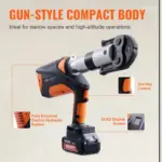 VEVOR Professional 18V Cordless Pipe Crimper, suitable for 1/2"-2" Stainless Steel, Copper, PEX Tubing, features 360 Swivel, Brushless Motor & includes 6 Crimping Jaws
