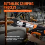 VEVOR Professional 18V Cordless Pipe Crimper, suitable for 1/2"-2" Stainless Steel, Copper, PEX Tubing, features 360 Swivel, Brushless Motor & includes 6 Crimping Jaws