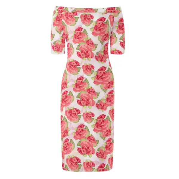 Womens Off The Shoulder Office Lady Dress
