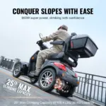 VEVOR Heavy Duty 4-Wheel Mobility Scooters for Seniors & Adults 500lbs Capacity - 31 Miles 3-Speed Long Range, 800W All Terrain Electric Recreational Scooter Wheelchair with 25 Max Climbing Capacity