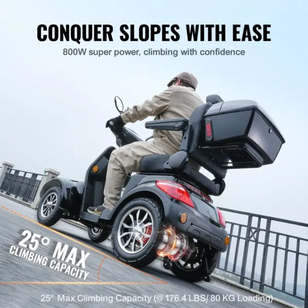 VEVOR Heavy Duty 4-Wheel Mobility Scooters for Seniors & Adults 500lbs Capacity - 31 Miles 3-Speed Long Range, 800W All Terrain Electric Recreational Scooter Wheelchair with 25 Max Climbing Capacity